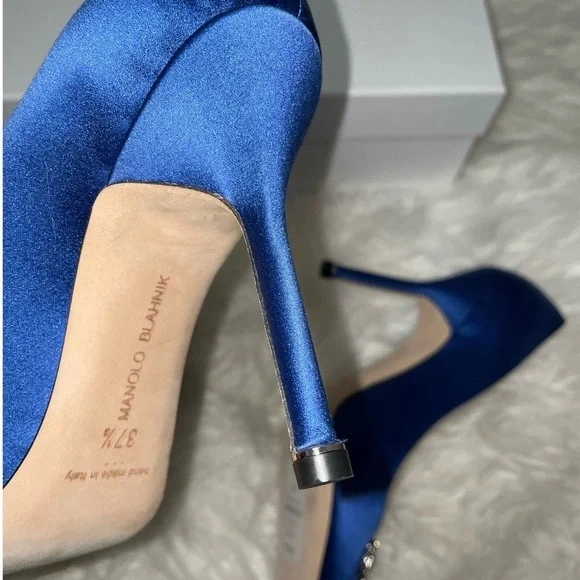 Manolo Blahnik Royal Blue Embellished Heels - Picture 6 of 8